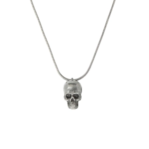 1928 Jewelry Round Snake Chain Skull Pendant Necklace 7.5"   3" Extension Chain