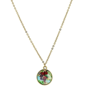 1928 Jewelry Winery Round Grapes Decal Pendant Necklace 16"   3" Extender