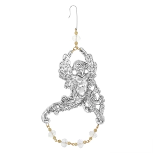 1928 Jewelry Winged Cherub Angel With Crystal Beads Hanging Christmas Tree Ornament