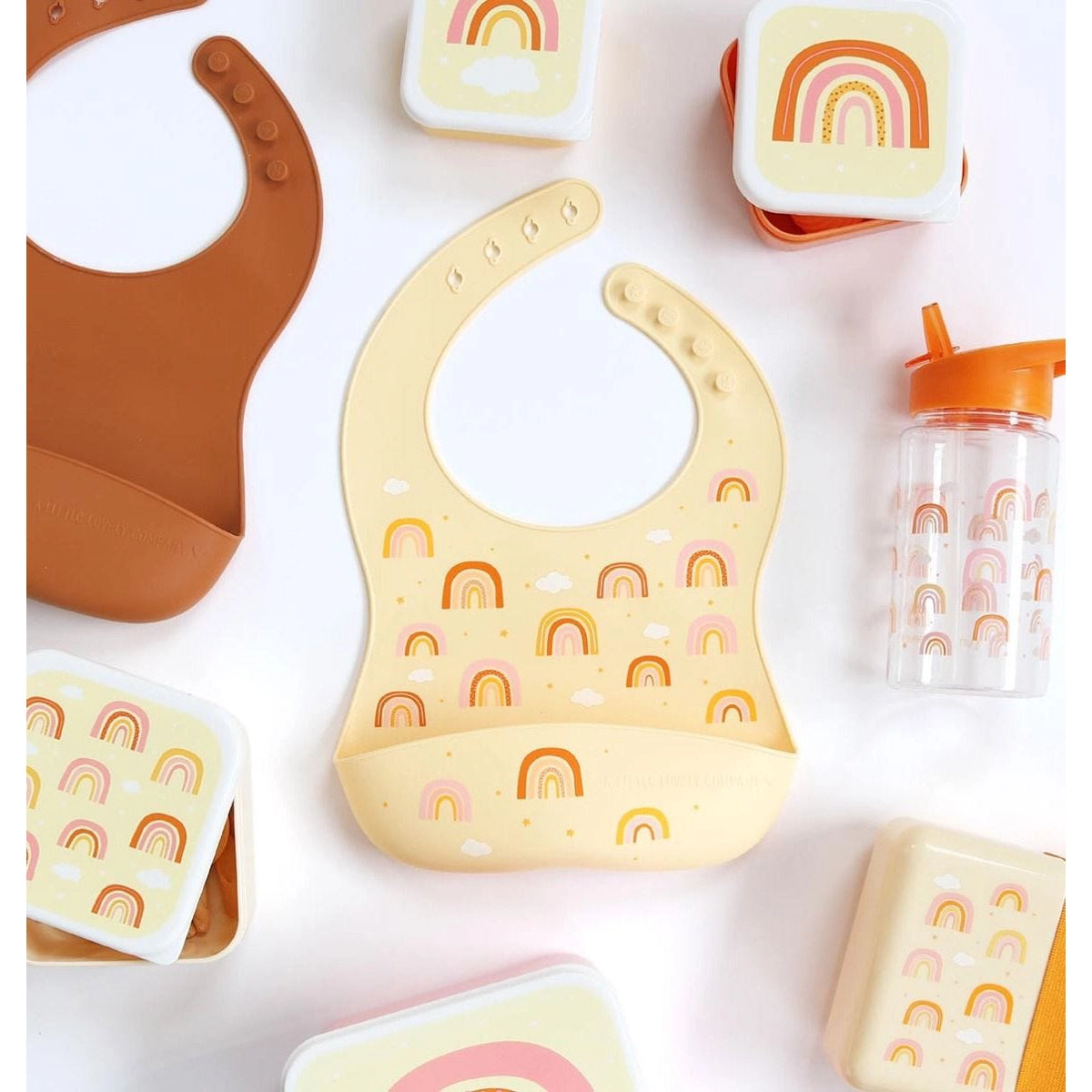 A Little Lovely Company Silicone Bibs Set of 2: Rainbows