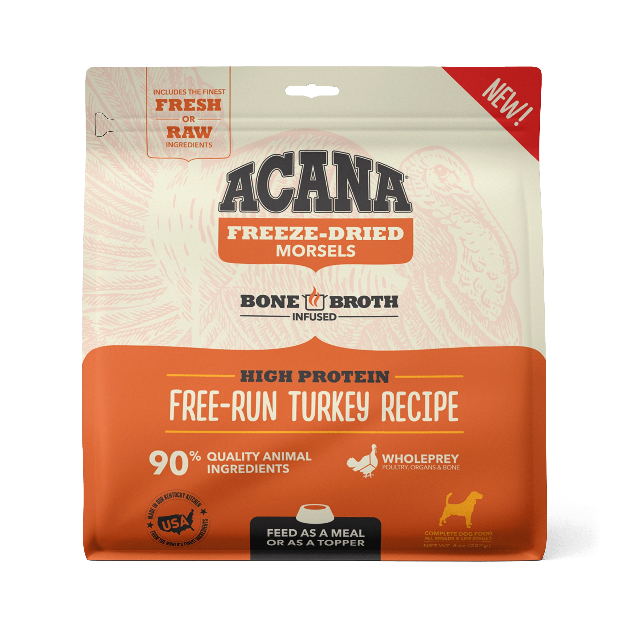 Acana Freeze-Dried Food Free-Run Turkey Recipe Morsels for Dogs