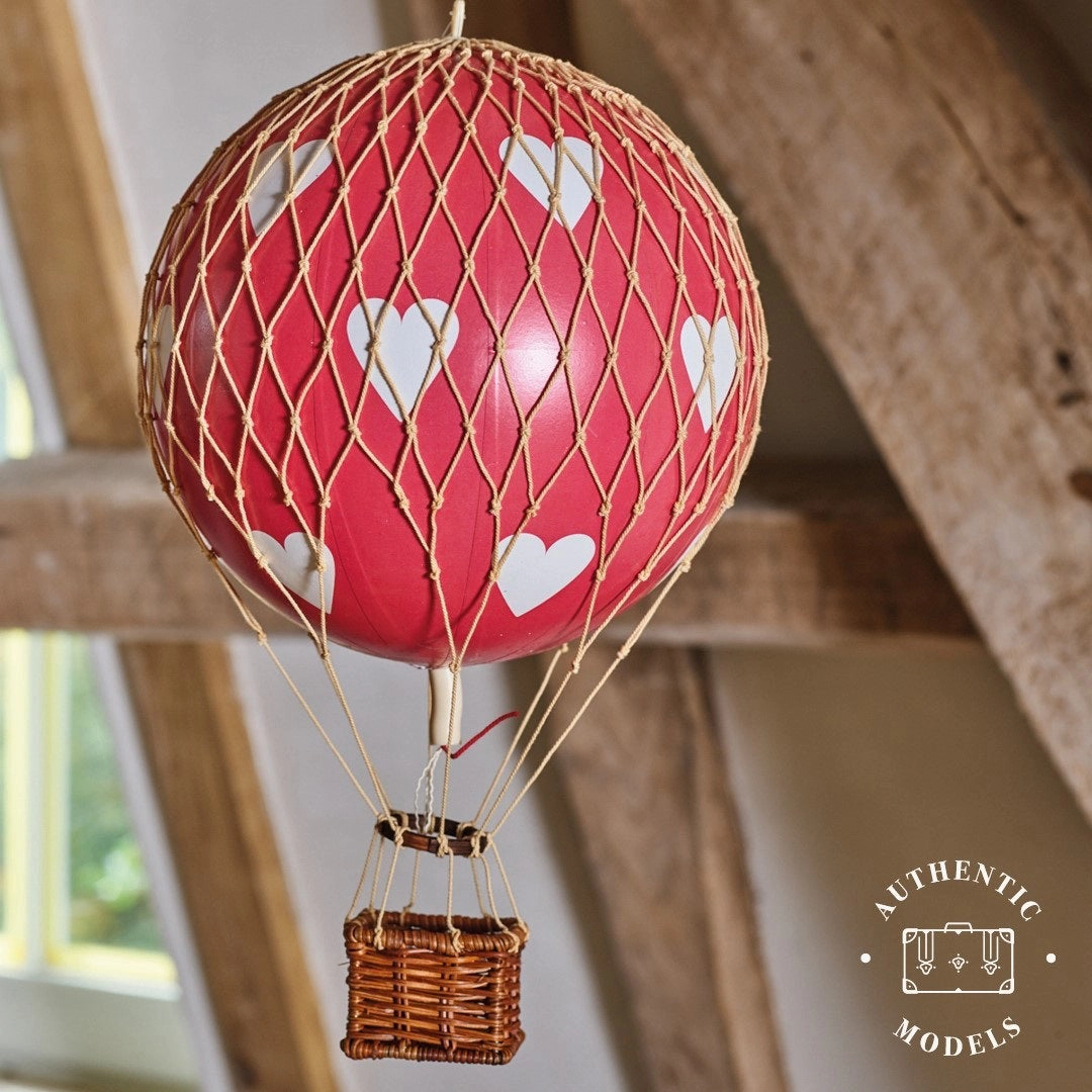 Authentic Models Royal Aero. Red Hearts - Hot Air Balloon Hanging Decor - 56cm