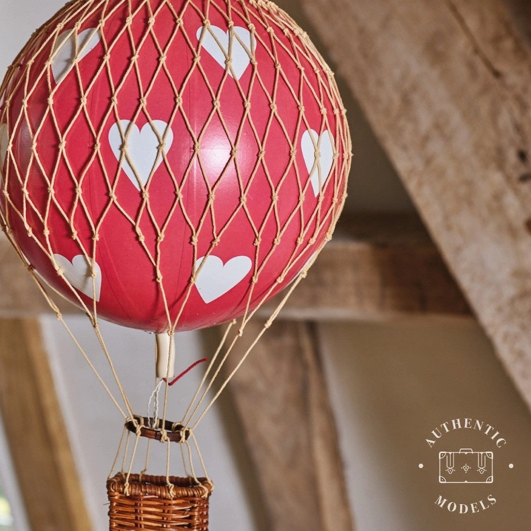 Authentic Models Royal Aero. Red Hearts - Hot Air Balloon Hanging Decor - 56cm