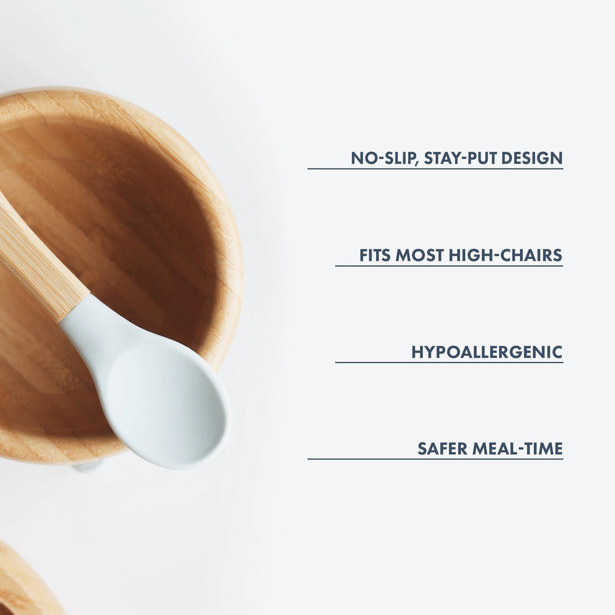 Avanchy Bamboo Suction Baby Bowl   Spoon - White
