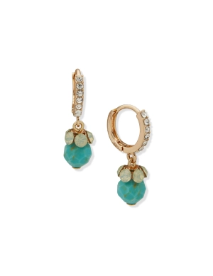 Beaded Drop Hoop Earring