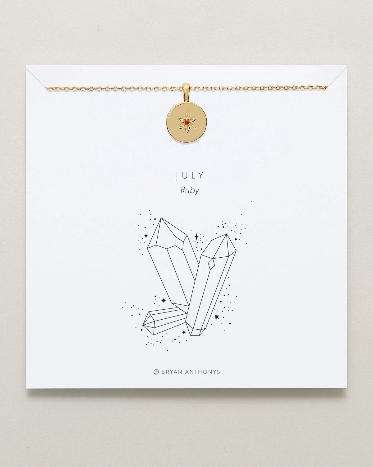 Birthstone Pendant Necklace — Ruby
