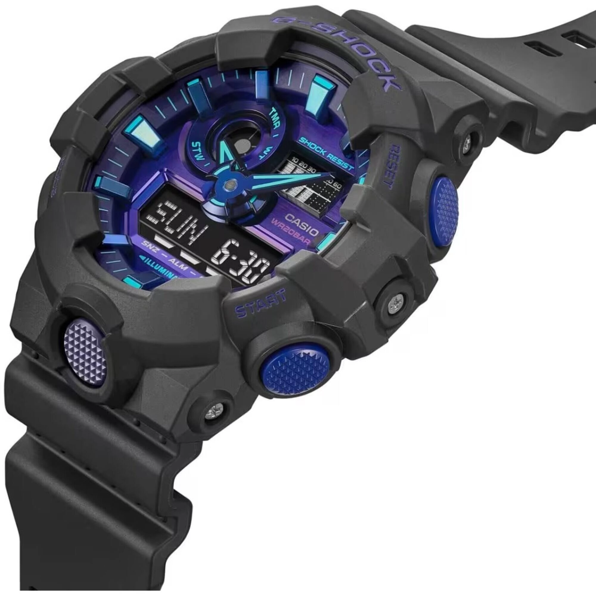 Casio Men's Ana Digi Watch - G-Shock Virtual Blue Series Black Strap | GA700VB-1A