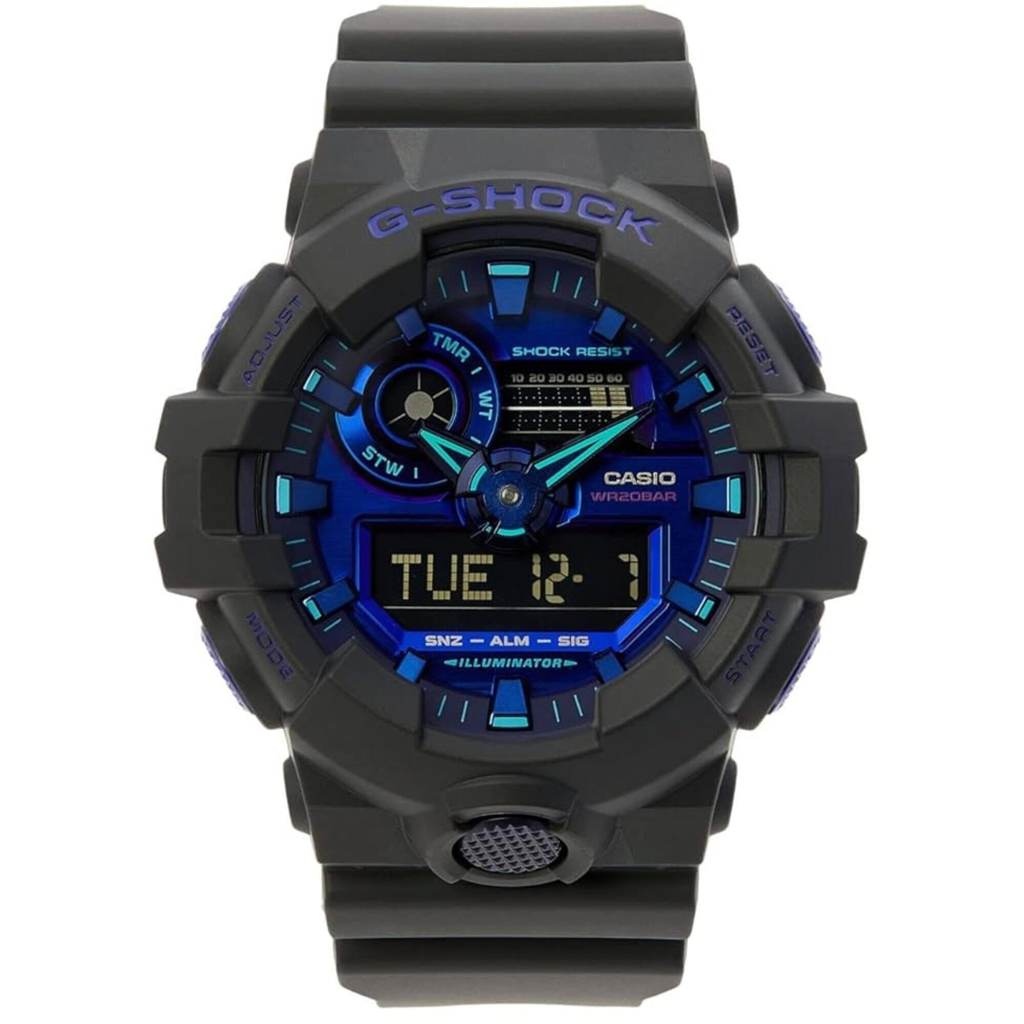 Casio Men's Ana Digi Watch - G-Shock Virtual Blue Series Black Strap | GA700VB-1A