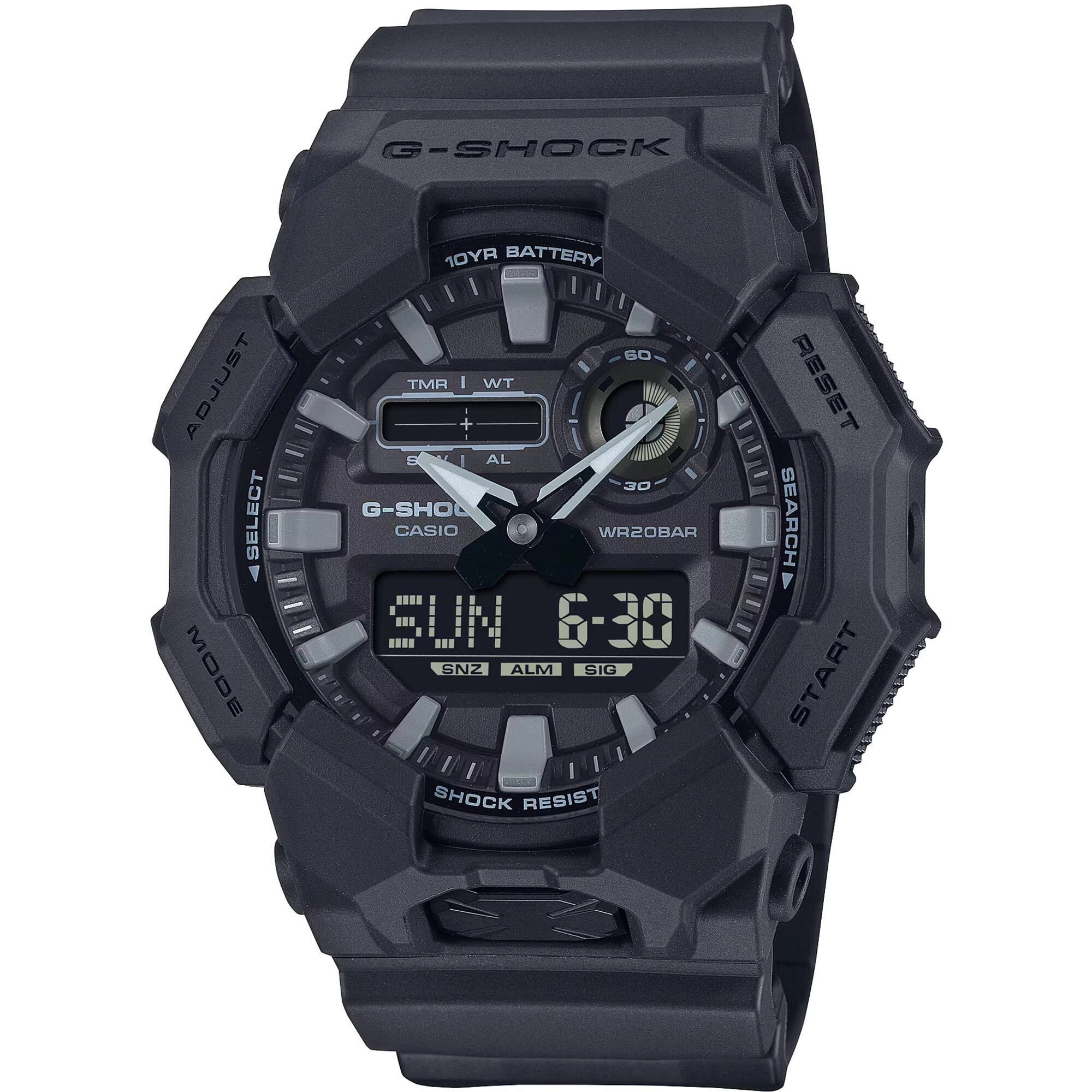 Casio Men's Watch - G-Shock Chrono Black Analog-Digital Dial Resin Strap | GA010-1A1