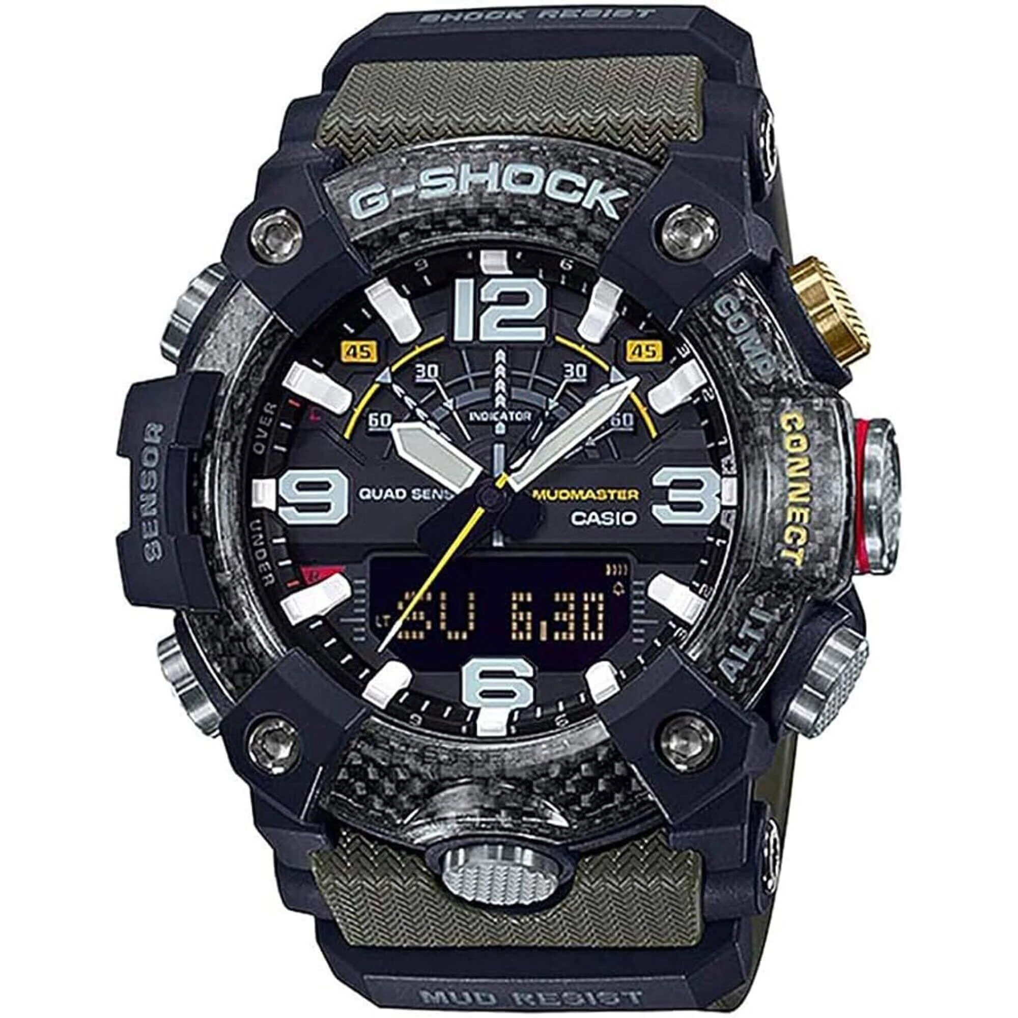 Casio Men's Watch - G-Shock Mudmaster Green Resin Strap Analog-Digital | GGB100-1A3