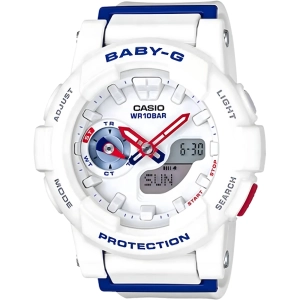 Casio Women's Watch - Baby-G White and Blue Resin Strap Analog-Digital | BGA185TR-7A