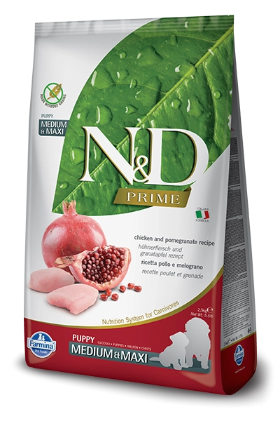 Farmina Natural & Delicious Prime Chicken & Pomegranate Puppy Medium & Maxi Dry Dog Food