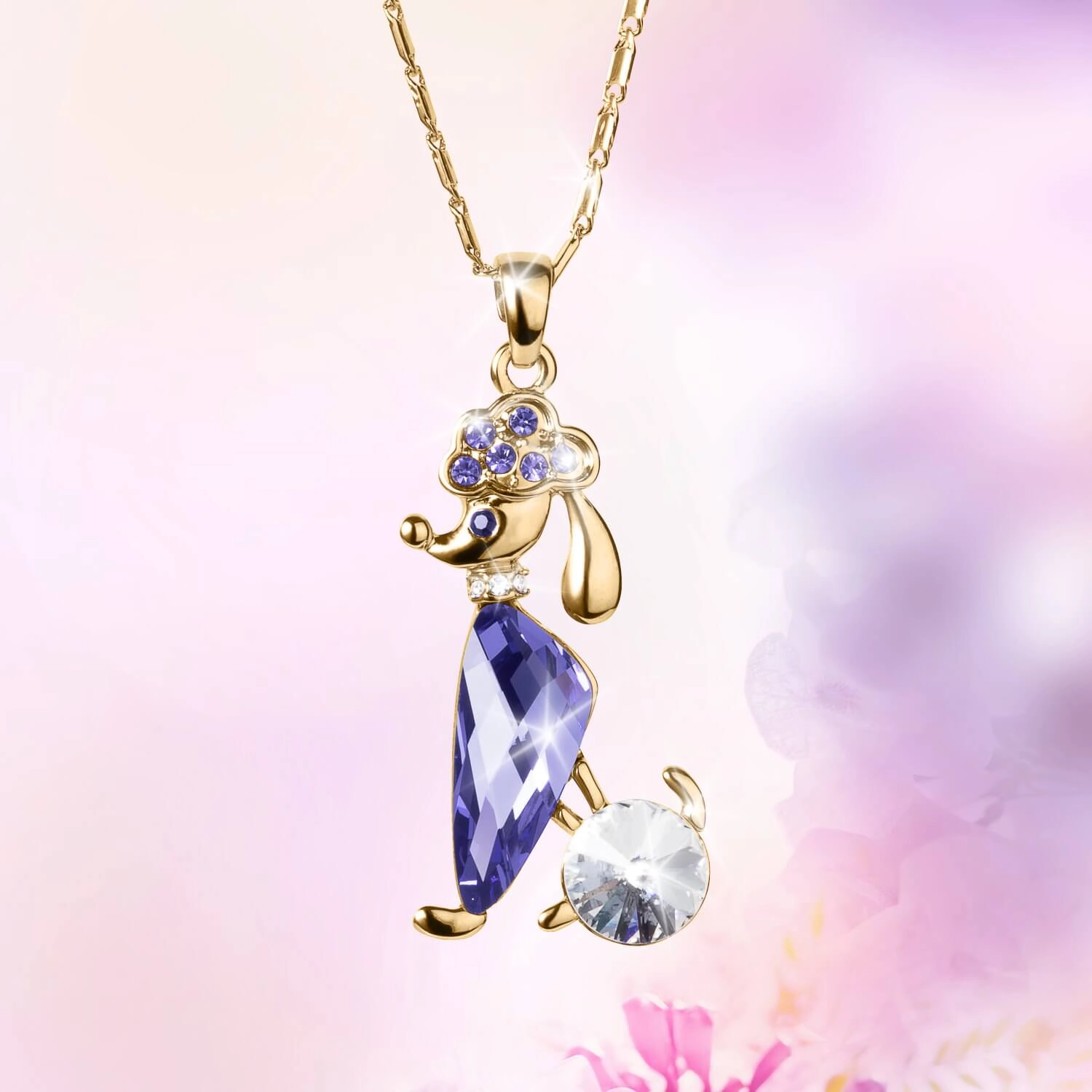 Izzy Crystal Poodle Pendant