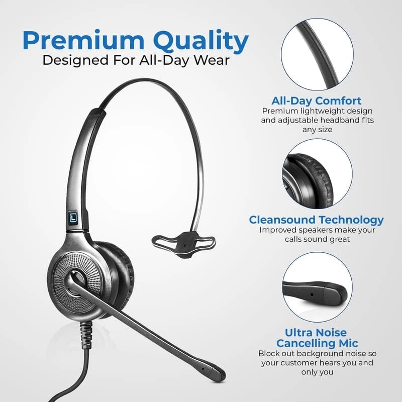 Leitner LH240 Headset for Home Cordless Phones (2.5mm)
