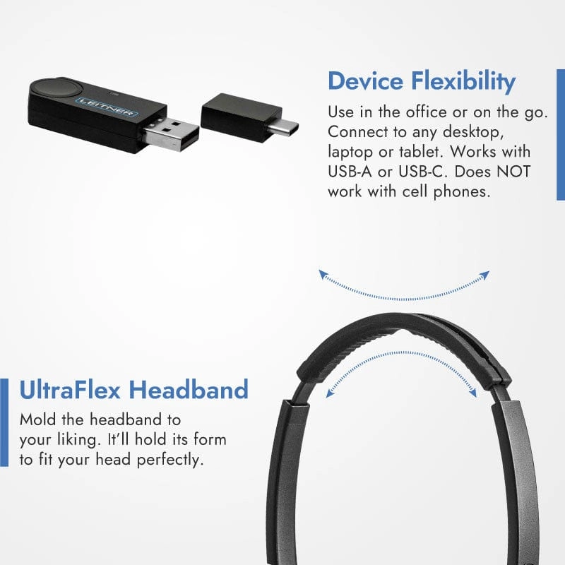 Leitner LH475 Wireless Computer Headset – USB Dongle