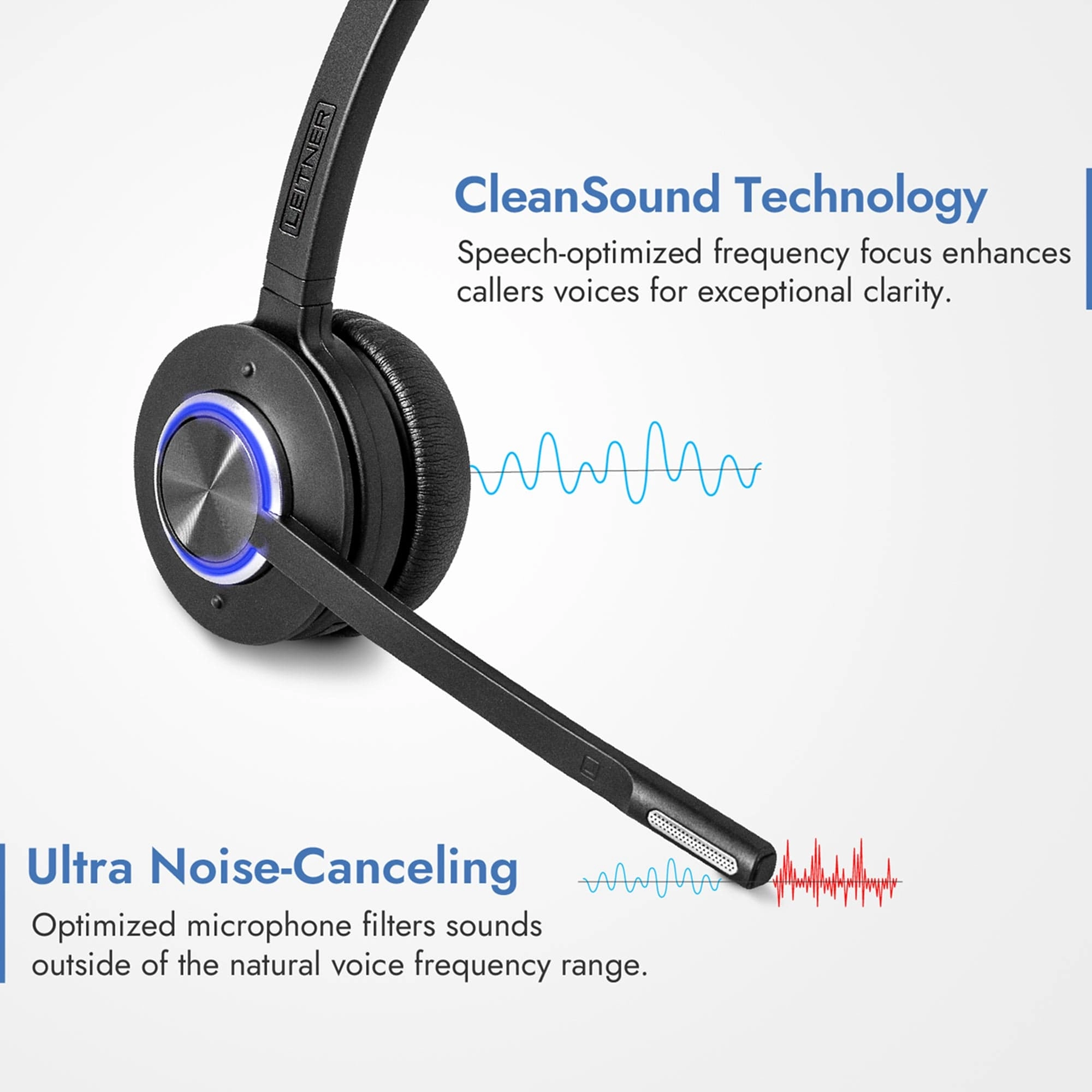 Leitner LH475 Wireless Computer Headset – USB Dongle