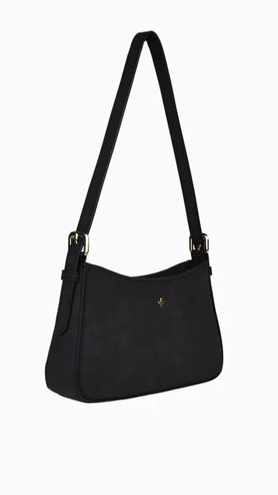 Lilu Shoulder Bag - Black Suede