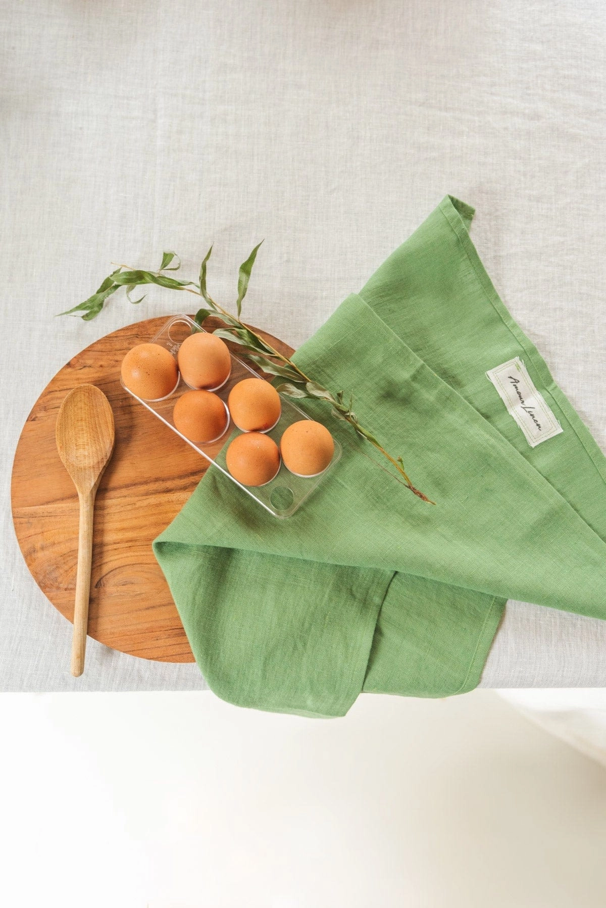 Linen Placemats Set of 2 | Matcha Green