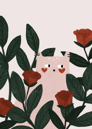 Lovey Dovey Cat Art Print