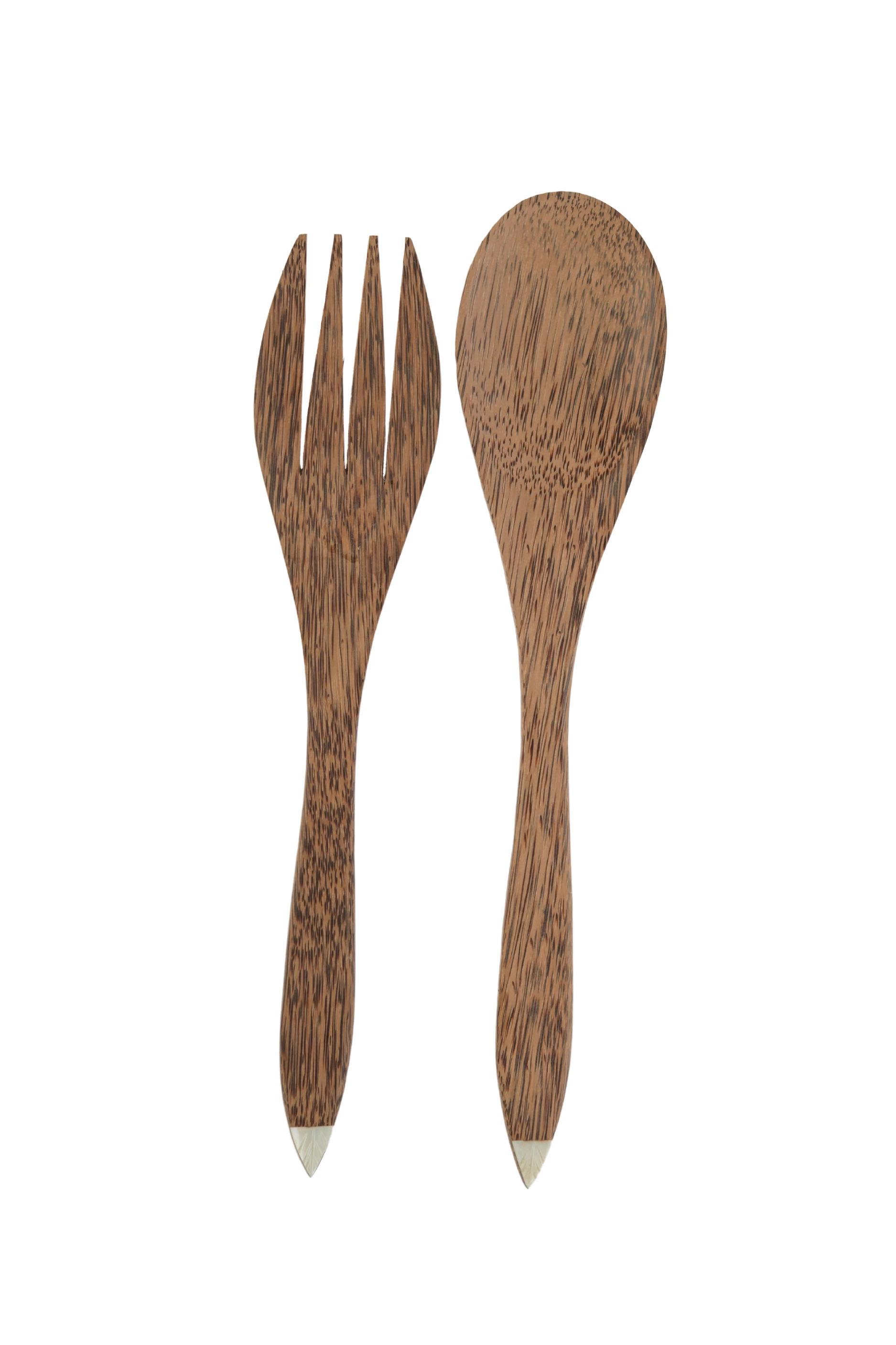 Pearl coconut salad servers / Wood