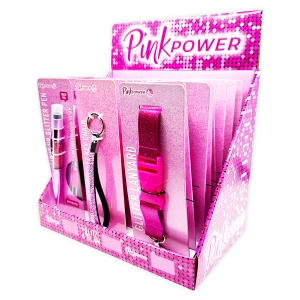 Pink Power Key Chain LanyardandPen Assortment - 22 Pieces Per Retail Ready Display 88529
