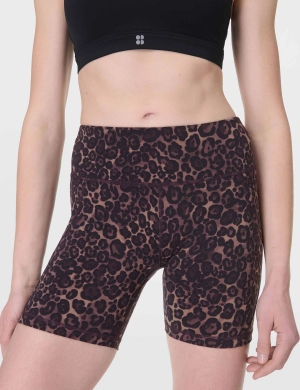 Power 6" Cycling Shorts - Brown Wild Leopard Print