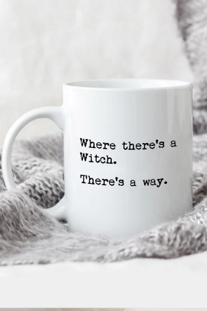 "Witch Way" cozy at home mug