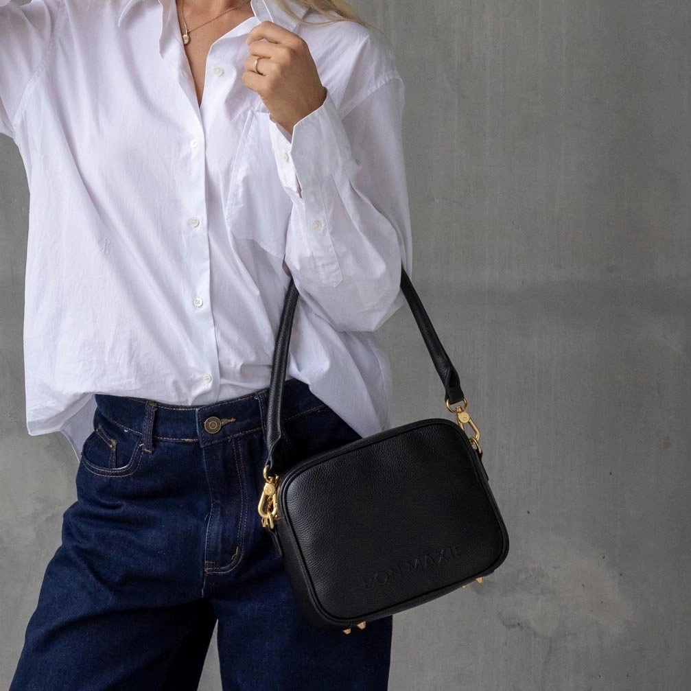 Sidekick Leather Crossbody Bag -- Black