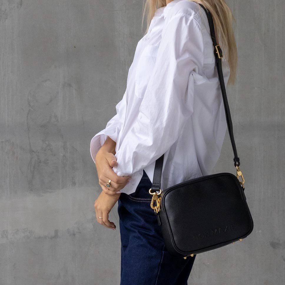 Sidekick Leather Crossbody Bag -- Black