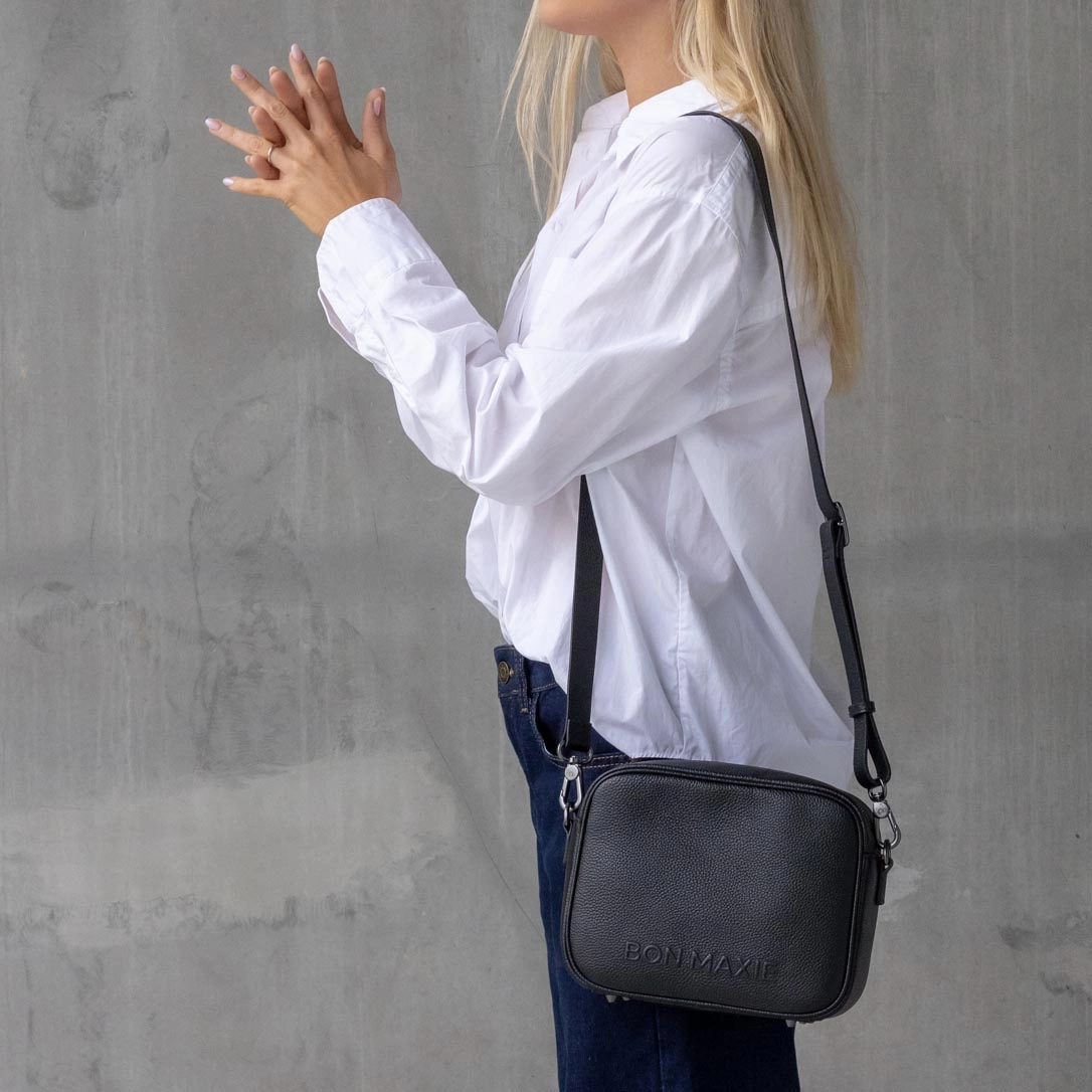 Sidekick Leather Crossbody Bag -- Black