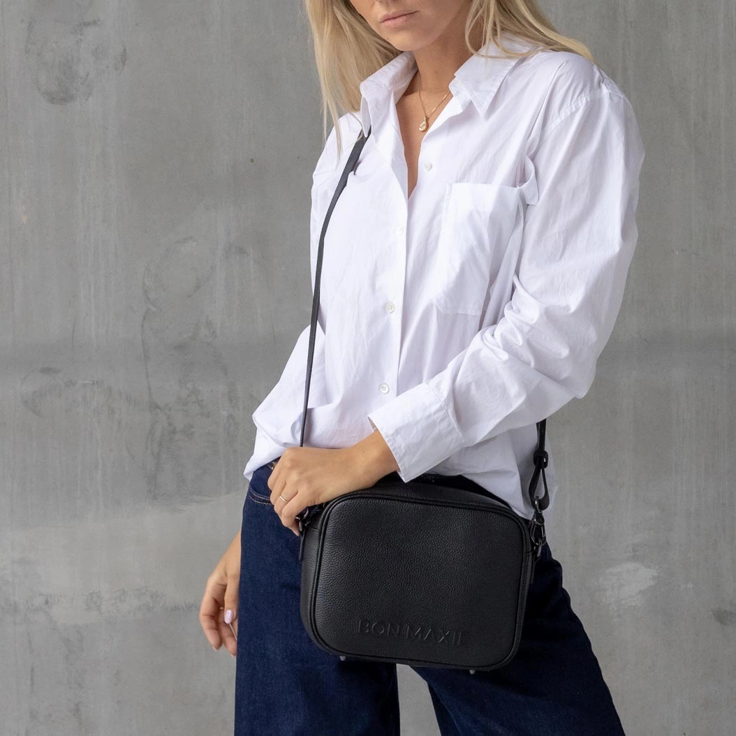 Sidekick Leather Crossbody Bag -- Black