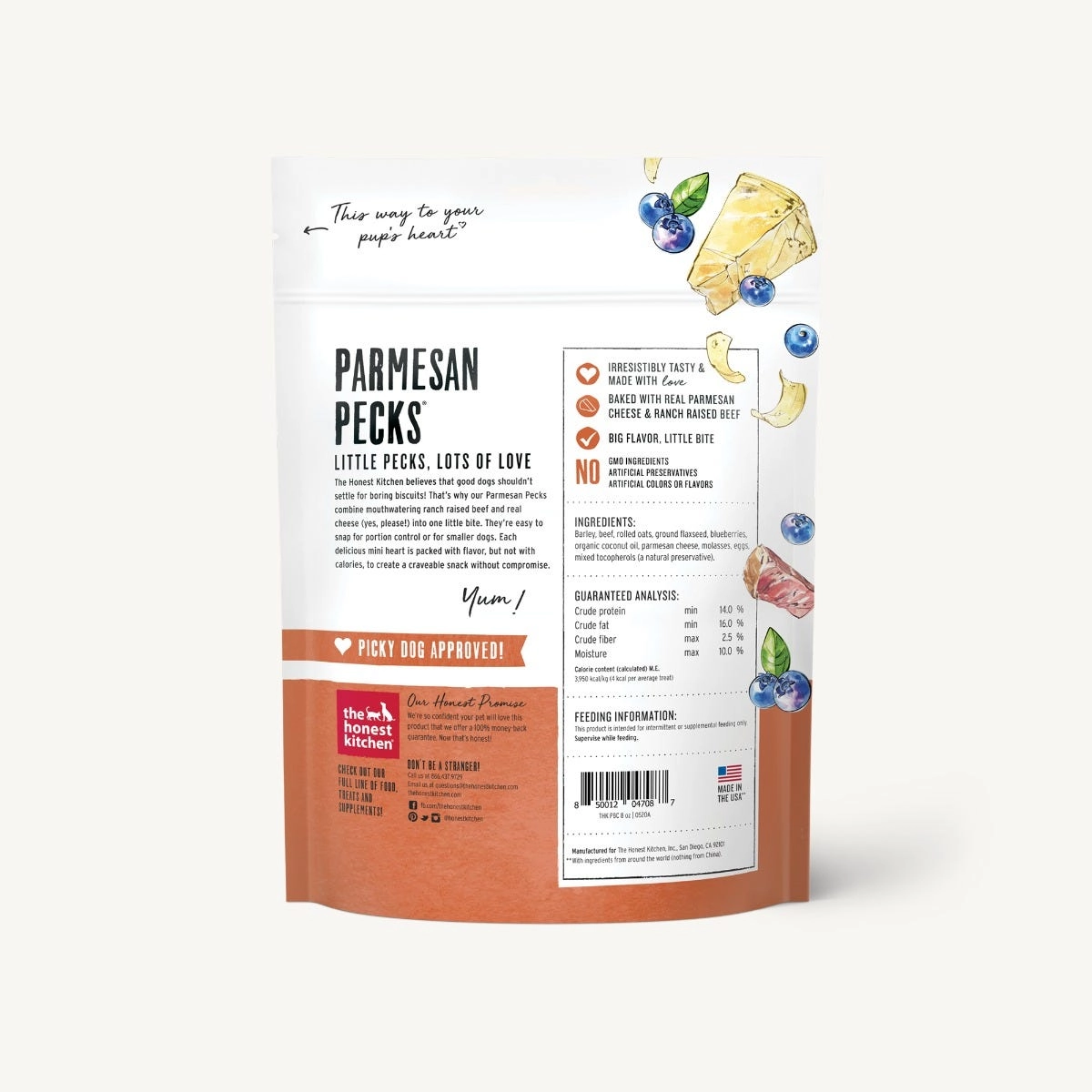 The Honest Kitchen Beef, Parmesan & Blueberry Recipe Parmesan Pecks For Dogs
