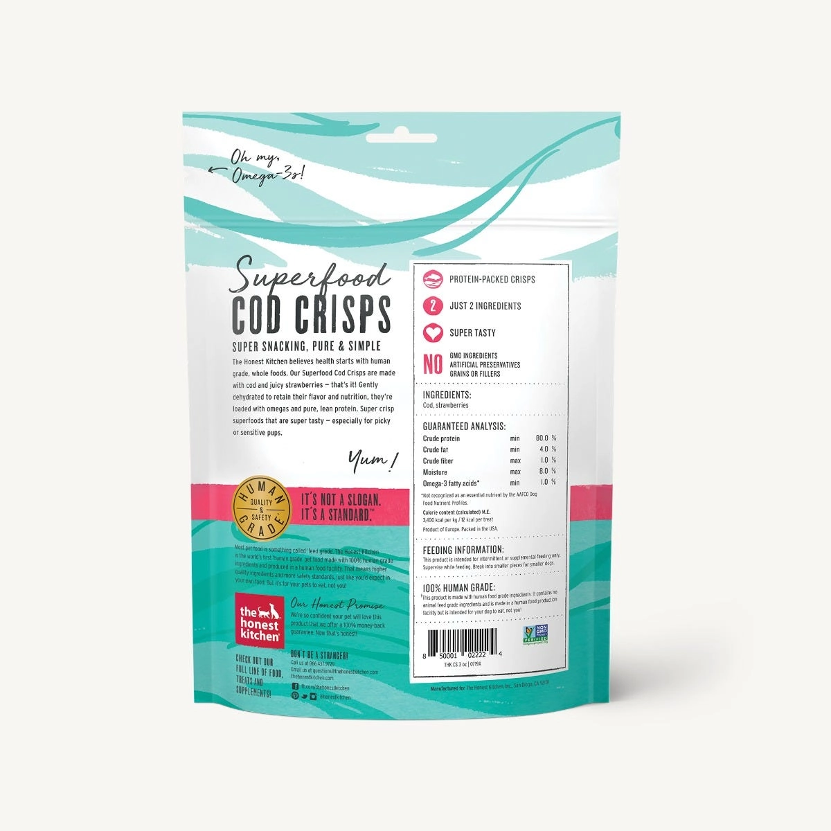 The Honest Kitchen Cod & Strawberry Superfood Cod Crisps For Dogs