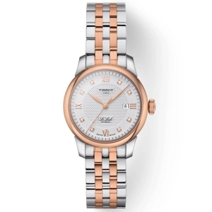 Tissot Le Locle Automatic Lady 29mm Silver Dial Special Edition Rose Gold PVD Steel Diamond Watch T0062072203600